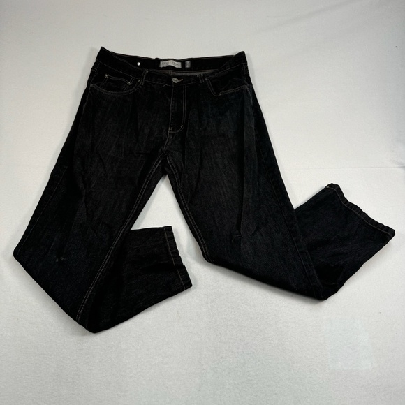 Evolution In Design Straight Leg Jeans Mens Size 38X32 Black High Rise - Picture 1 of 14